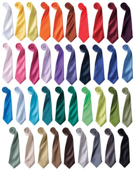 Krawatte -Premier PR750- Satin Krawatte, große Farbauswahl