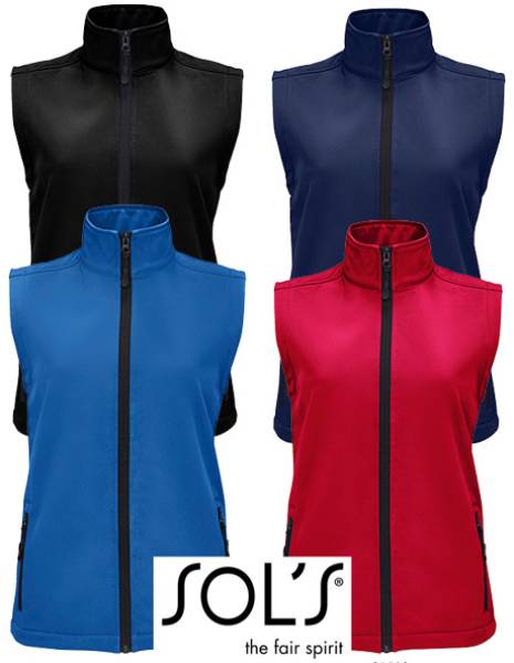 DAMEN-SOFTSHELL-WESTE -SOL`S RACE L02888- Innenseite Fleece, Stretch