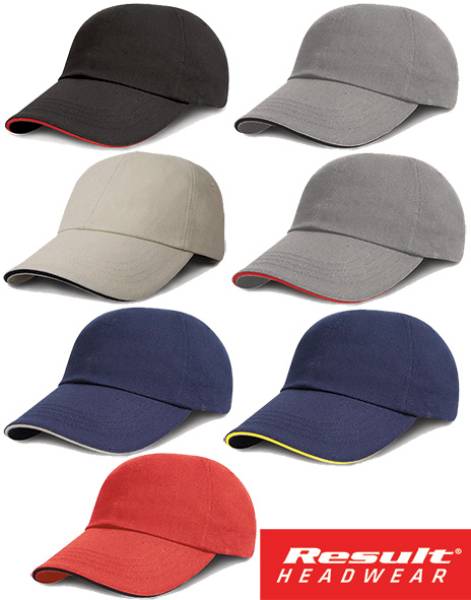 RESULT Six Panel SANDWICH-LOW-PROFILE-Cap -RC024XP- gebürstet, extra heavy, 350-Gramm-Qualität