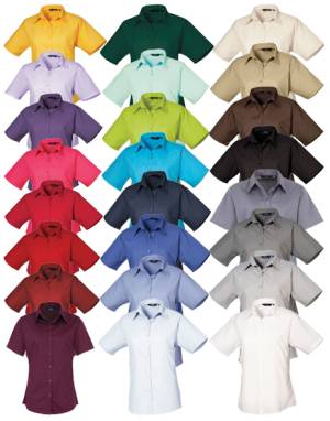 Popeline-Bluse -PREMIER PR302- Kurzarm, Easy Care 