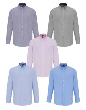 Oxford Hemd -PREMIER PR238- Streifen, Langarm, Klassischer Schnitt, Easy Care