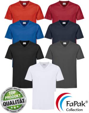 FAPAK Exclusiv-V-Ausschnitt-T-Shirt -FAP1450- Mischgewebe, super Tragecomfort, hoch beanspruchbar