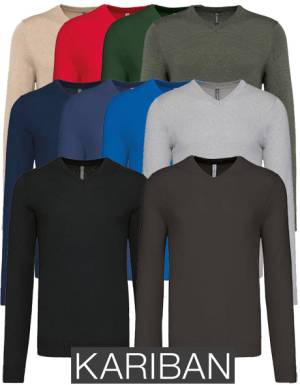 KARIBAN Strickpullover V-Ausschnitt -K965-