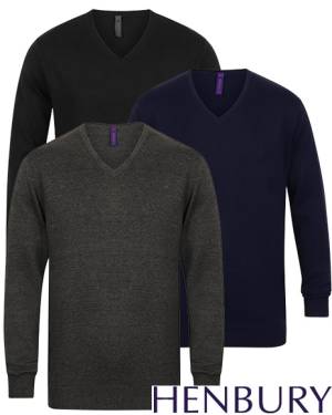 HENBURY Business-Strick-Pullover V-Ausschnitt -W720-