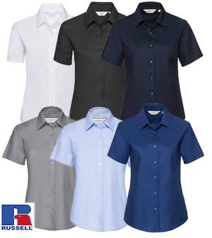 RUSSELL Premium-Oxford-Kurzarm-Bluse -933F-, 70% Baumwolle, EASY-Care, bis 6XL