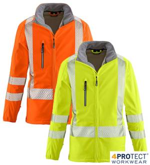 4PROTECT-PREMIUM-WARNSCHUTZ-SOFTSHELL-JACKE -TYLER- wasserdicht, winddicht, hoch atmungsaktiv, bis Gr. 6XL 