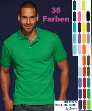 DAIBER-JAMES & NICHOLSON PREMIUM-POLO-SHIRT -PIQUE JN070- Top-Qualität,35 Farben