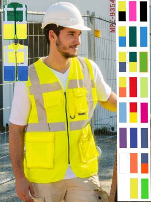 MANAGER-WARNSCHUTZ-WESTE -KX802- bis Gr. 5XL, Reißverschluss, viele Taschen, 23 Farbvariationen