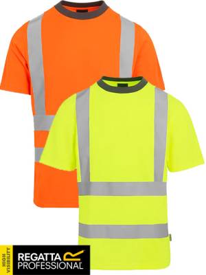 REGATTA PREMIUM-WARNSCHUTZ-T-SHIRT -PRO CONTRACT TRS270 / RG270- nachhaltig produziert, UV-Schutzfaktor 40, stark feuchtigkeits-regulierend, bis 4XL