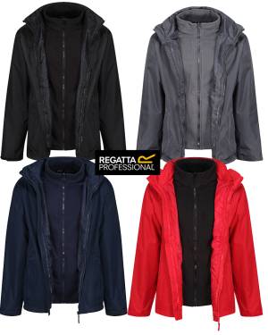 REGATTA PREMIUM-3in1-DIENST-JACKE -TRA150 / RG150- Fleece-Innenjacke herausnehmbar und separat tragbar, wasserdicht, winddicht, Kapuze