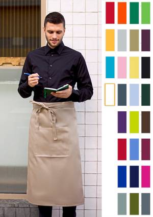 LINK-KITCHEN-WEAR PREMIUM-VORBINDER / BISTROSCHÜRZE -X985- mit Tasche, viele Farben, sehr strapazierfähige Qualität, Länge 80 cm