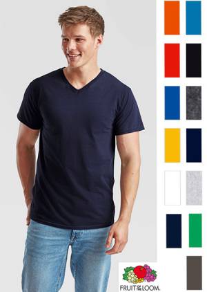 FRUIT OF THE LOOM V-NECK-T-SHIRT -VALUEWEIGHT F270- sehr angenehmer Tragecomfort