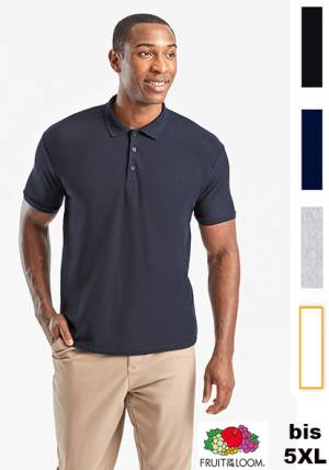 FRUIT OF THE LOOM MISCHGEWEBE-POLO -PIQUÉ F502- bis 5XL, pflegeleicht, sehr angenehmer Tragecomfort