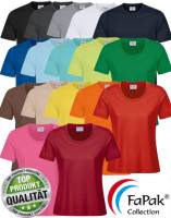 FAPAK Exklusives-Premium Damen-T-Shirt-Rundhals -FAP1405- 17 Farben, bis 5XL, Mischgewebe, super Tragecomfort, hoch beanspruchbar
