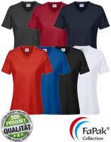FAPAK Exklusives-Ladies-V-Ausschnitt-T-Shirt -FAP1455- Mischgewebe, super Tragecomfort, hoch beanspruchbar
