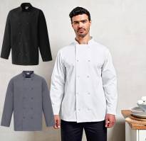 HERREN-CHEF-KOCHJACKE -PREMIER PR657- Langarm, Mischgewebe, mit Knöpfen, Easy Care 