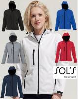 SOL´S DAMEN PREMIUM KAPUZEN-SOFTSHELL-JACKE - REPLAY L849- Stretch, wind- und wasserdicht, atmungsaktiv