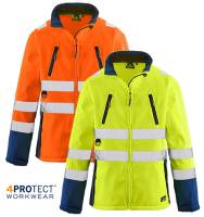 4PROTECT PREMIUM-WARNSCHUTZ-SOFTSHELL-JACKE -PITTSBURGH- wasserdicht, winddicht, hoch atmungsaktiv, bis Gr. 4XL 