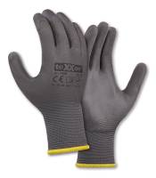 NYLON-STRICK-HANDSCHUH MIT PU-BESCHICHTUNG -TEXXOR 2406, Farbe grau, Abnahme 60 / 120 / 240 Paar je Größe