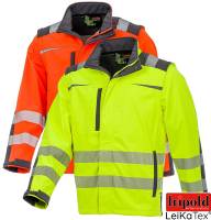 LEIKATEX PREMIUM-WARNSCHUTZ-2in1-SOFTSHELL-JACKE -BRIGHT LINE 490800/10- Ärmel abnehmbar, wasserdicht, winddicht, atmungsaktiv